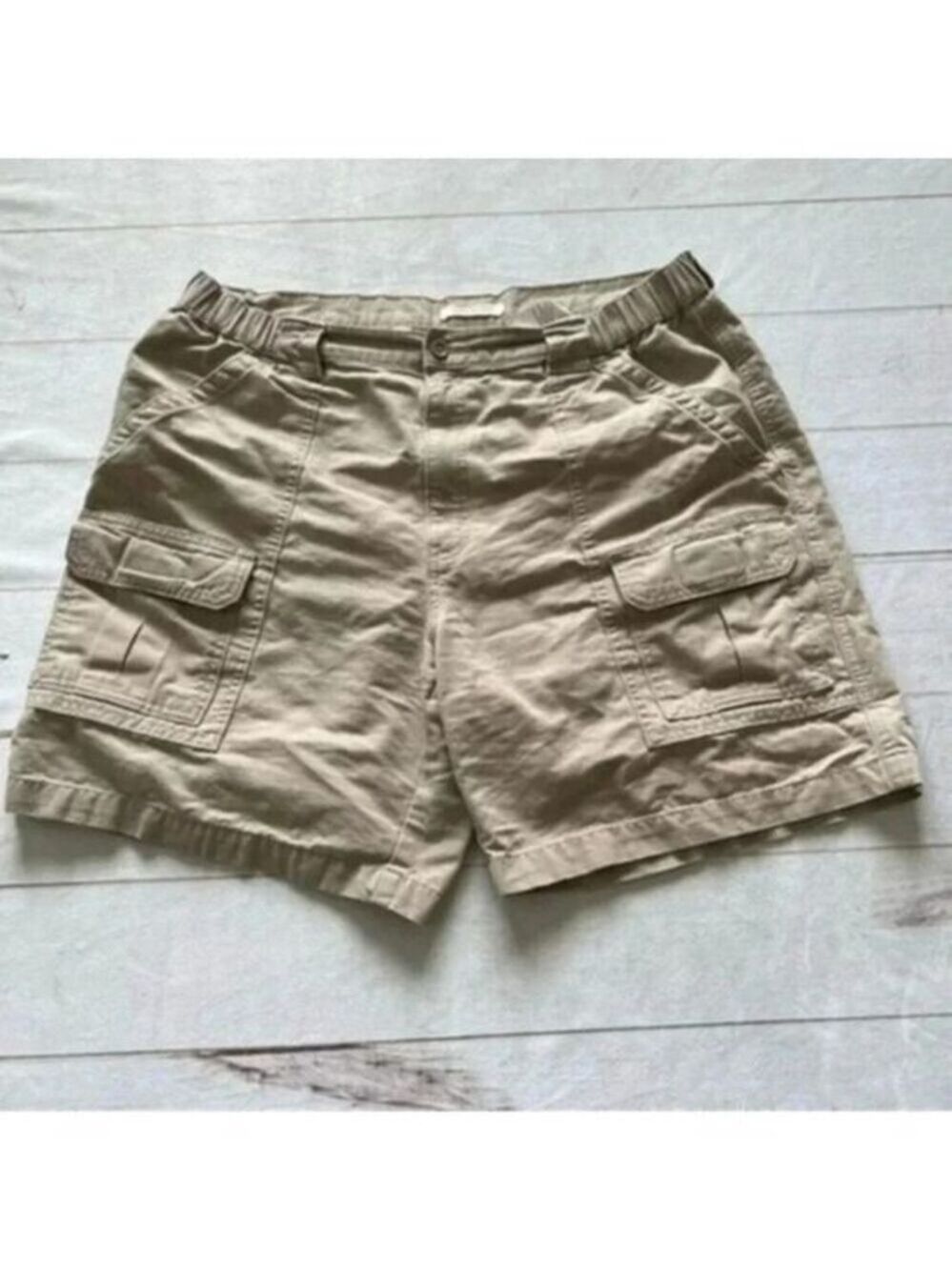 Savane Men's Cargo Outdoors khaki Flat Front Pockets Shorts Size 38